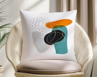 Abstract Modern Pillow Cover, Mid Century Geometric Cushion, Neutral White Throw Pillow, Contemporary Boho Home Decor Sofa Case