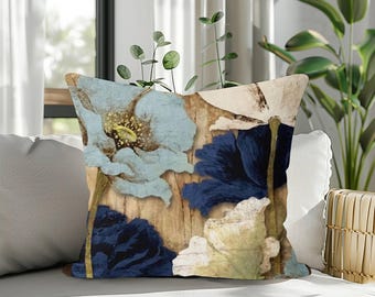Neutral Botanical Pillow Cover, Soft Floral Cushion, Vintage Nature Inspired Throw Pillow, Elegant Modern Home Decor Sofa Case