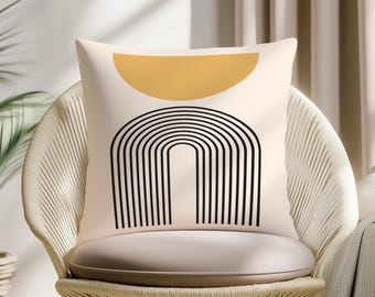 Abstrakter geometrischer Kissenbezug, modernes Line Art Kissen, neutrales minimales Dekokissen, Boho Sofa Dekor