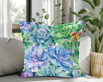 Botanical Floral Pillow Cover, Colorful Flower Cushion, Abstract Modern Throw Pillow, Artistic Nature Inspired Home Decor Case