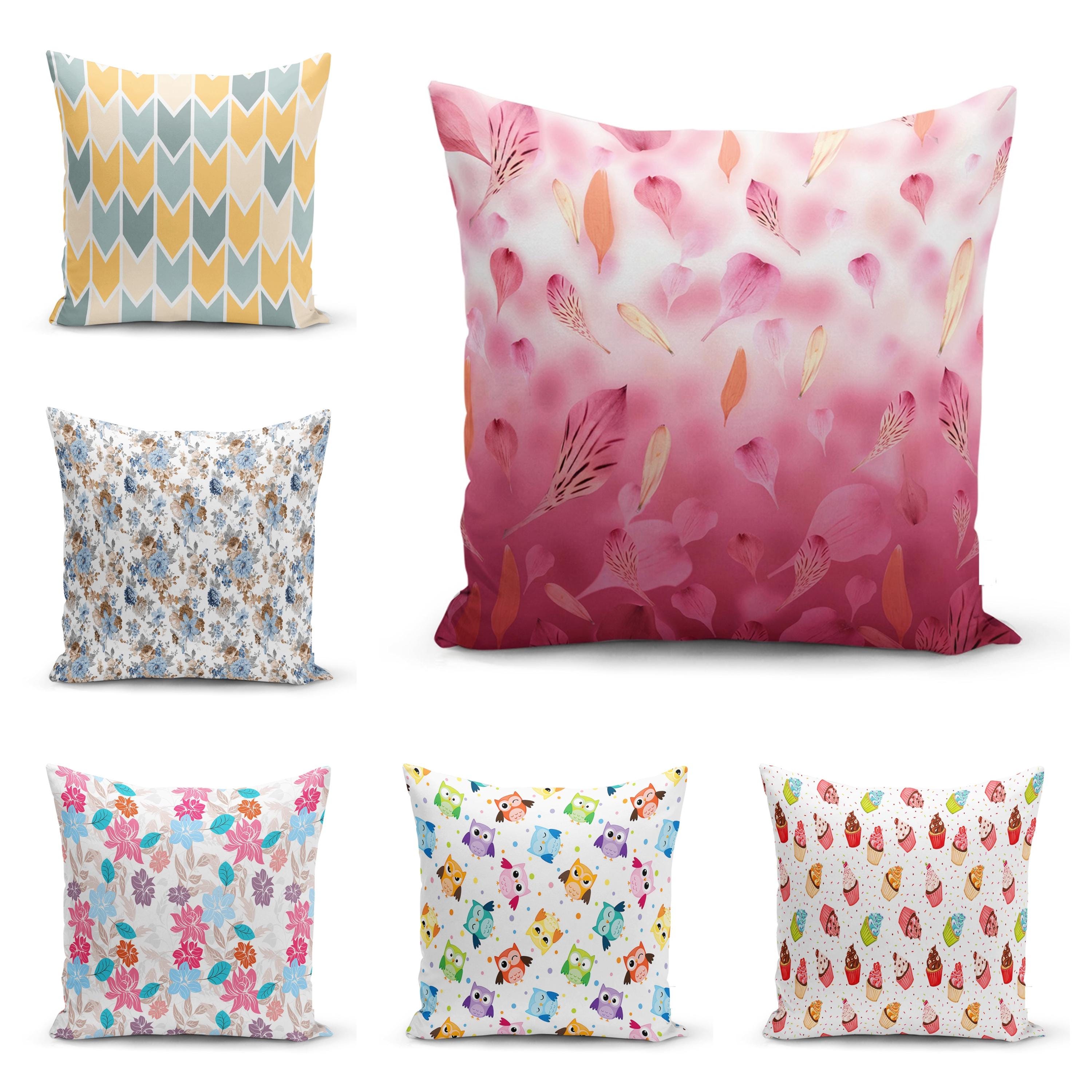 Pastel Cherry Feather Cushion Cover, Tartan Chevron Pillow case, Pastel Cakes Pillow cover,Pastel Ow