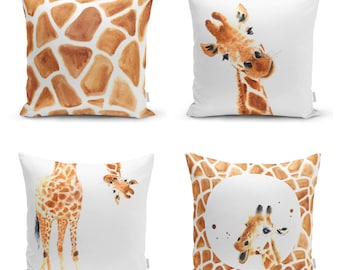 Giraffe Animal Cushion Cover, Giraffe Skin  Pillow case, Funny Giraffe Face Modern Pillow cover,Jungle Cushion Cover, Handmade