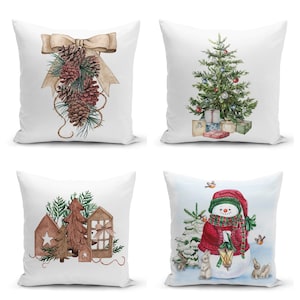 Fodera per cuscino a forma di pupazzo di neve, federa decorativa natalizia, federa per cuscino natalizio a forma di pigna, federa per cuscino per festa di Capodanno, fatta a mano