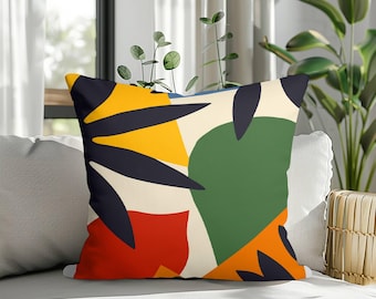 Abstract Modern Art Pillow Cover, Colorful Minimal Cushion Case, Contemporary Bold Shape Throw Pillow, Handmade Cushion