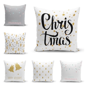Fodera per cuscino natalizio scintillante, federa decorativa Jingle, fodera per cuscino Happy Holidays Jingle, fodera per cuscino per festa di Natale, fatta a mano