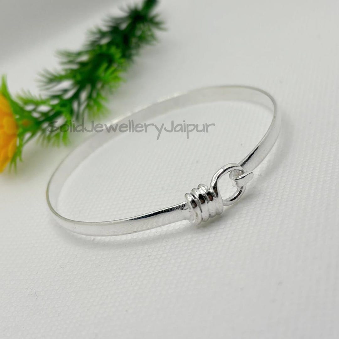 Circle Bangle 925 Sterling Silver Clip Hook Bangle Stackable Cuff ...