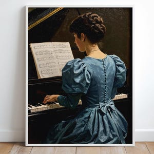 Elegante póster vertical mate de pianista clásico, impresión artística vintage, decoración musical, arte mural para el hogar, regalo para amantes de la música, estética vintage.