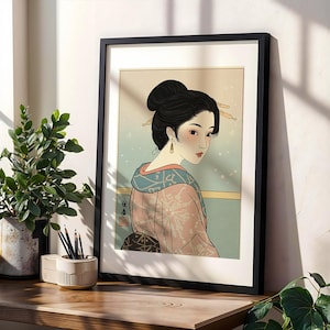 Elegant Japanese Art Print, Matte Vertical Posters for Home Decor, Vintage Wall Art, Gift for Art Lovers, Asian Aesthetic Decor, Cultural