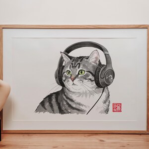 Playful Cat Art Print, Framed Matte Canvas, Cute Home Decor for Cat Lovers, Unique Gift for Animal Enthusiasts, Fun Wall Art, Pet Lover Wall