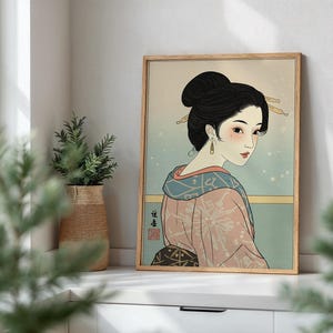 Elegant Japanese Art Print, Matte Vertical Posters for Home Decor, Vintage Wall Art, Gift for Art Lovers, Asian Aesthetic Decor, Cultural