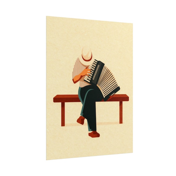 Accordion Player Art Print: Vintage Music Poster - Etsy