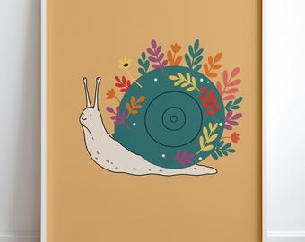 Lámina artística de caracol caprichoso: decoración de pared mate para amantes de la naturaleza