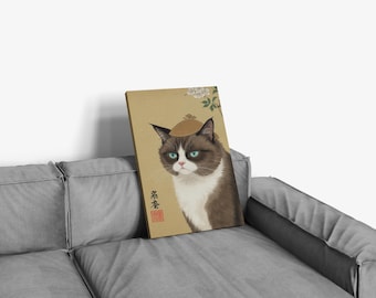 Grumpy Cat Portrait Matte Canvas: Unique Pet Lover Wall Art