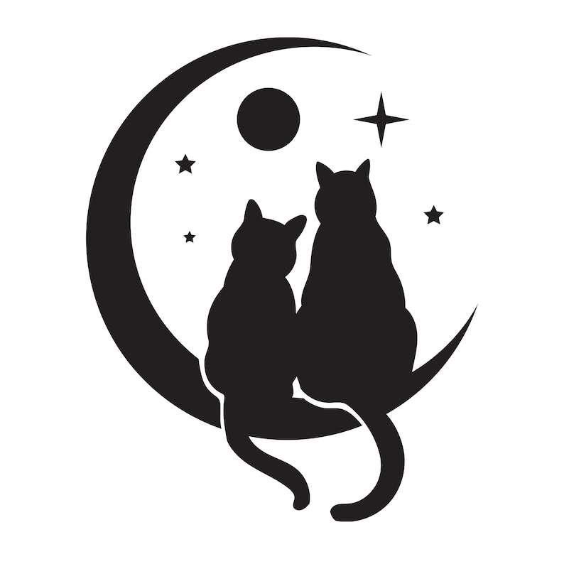 Cats Sitting on the Moon Svg Cats Cricut Svg Cats Svg Cats - Etsy