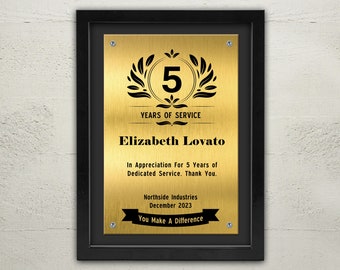 Work Anniversary Gift 5 10 15 20 25 30 35 40 45 Years of Service Award | Personalized Employee Recognition Appreciation Workiversary Plaque