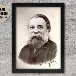 Friedrich Engels gerahmter Druck, Vintage Engels Foto, Bild von Engels, Sammlerstück Engels Foto, Engels Geschichtsbilder, Engels Plakat