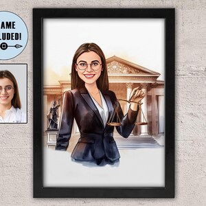 Framed Lawyer Caricature: Personalized Attorney Gift