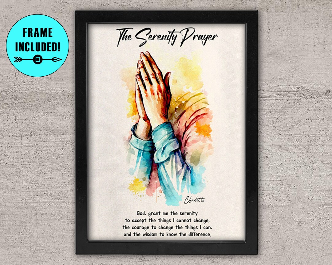 The Serenity Prayer Praying Hands Personalized Framed Wall Art Christian Framed Prints Bible
