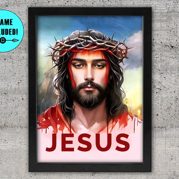 Holy Jesus Christ Sacred Heart Religious Framed Print, Jesus Paintings, Sacred Heart Of Jesus / Framed Wall Art