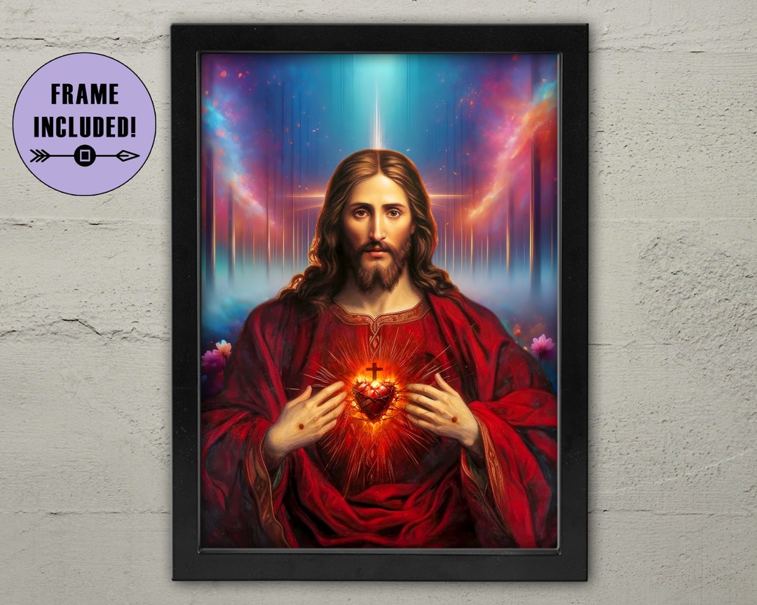Holy Jesus Christ Sacred Heart Religious Framed Print Jesus Paintings holy-jesus-christ-sacred-heart-religious-framed-print-jesus-paintings