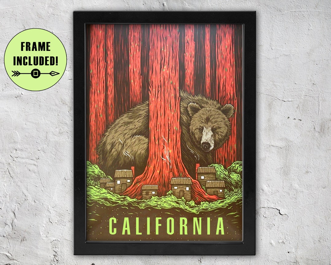 Impression d'affiche encadrée de Californie, affiche de voyage
