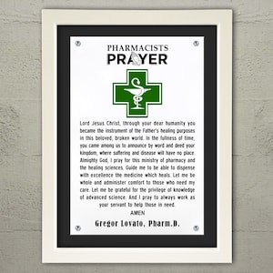 Pharmacist&#39;s Prayer Framed Plaque, Personalized Pharmacist Gift | Personalized Pharmacy Gift for School or PharmD | A Pharmacist&#39;s Prayer