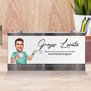Placa de escritorio personalizada para anestesiólogo: regalo con retrato personalizado