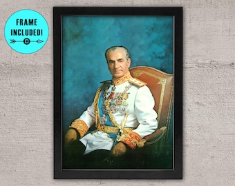Mohammad Reza Shah Pahlavi Framed Print | Pahlavi Dynasty framed portrait, 1973