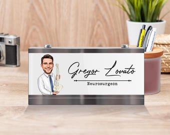 Personalized Neurosurgeon Desk Name Plate: Doctor Caricature Gift