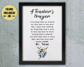 Personalised Teacher’s Prayer Framed Print, A Teacher's Prayer Framed Print, Teacher Gift, Teacher Framed Wall Art, Teacher Birthday