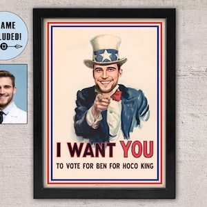 Personalized Uncle Sam Portrait: Custom Army Illustration, Funny Gift (Framed)