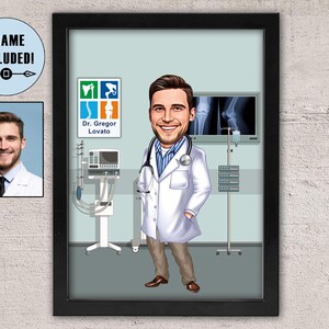 Custom Framed Doctor Cartoon Portrait: Orthopedics Gift