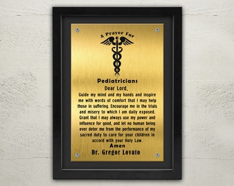 Pediatricians Prayer Plaque | Personalized Pediatrician Gift | Pediatrician's Prayer for Pediatric Medical Professionals on Pediatrician Day