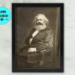 Karl Marx Framed Print, Karl Marx Vintage Photography, Philosophy Icon, Socialism, Framed Wall Art Home Decor, Karl Marx Old Photography