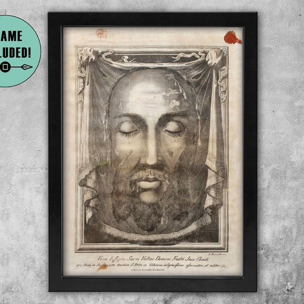 Holy Face of Jesus Christ Relic from Pope St Pius Holy Face Rosary Jesus Christ Christian Catholic Picture Framed Print