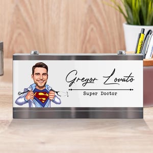 Placa de escritorio personalizada para médico: regalo de caricatura personalizado
