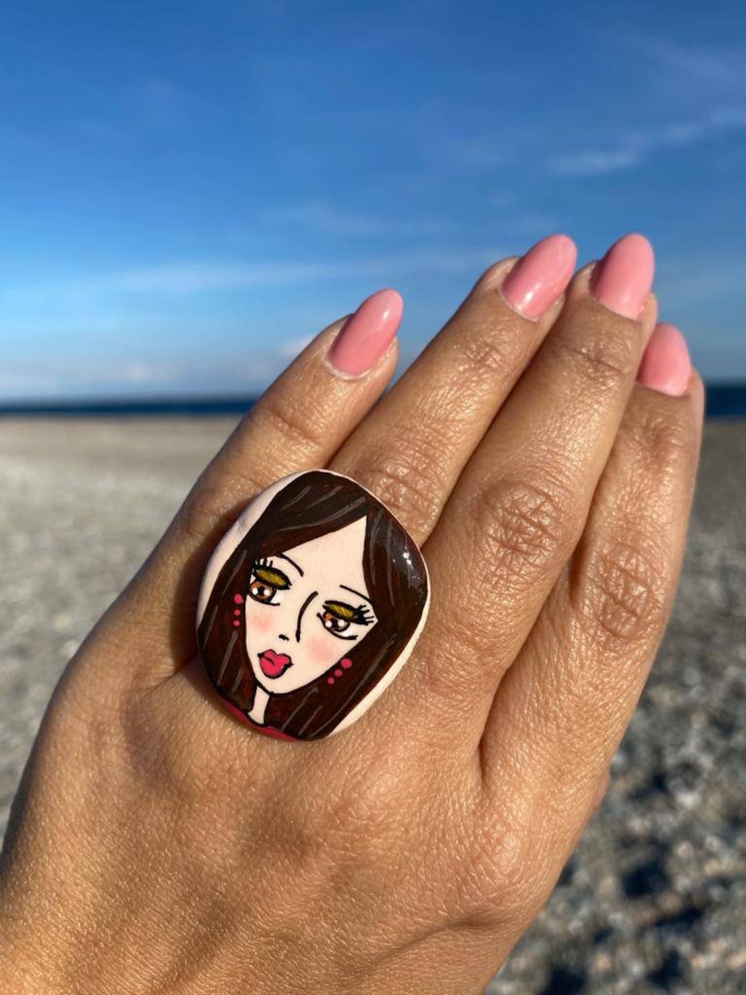 Hand Painted Ring Etsy