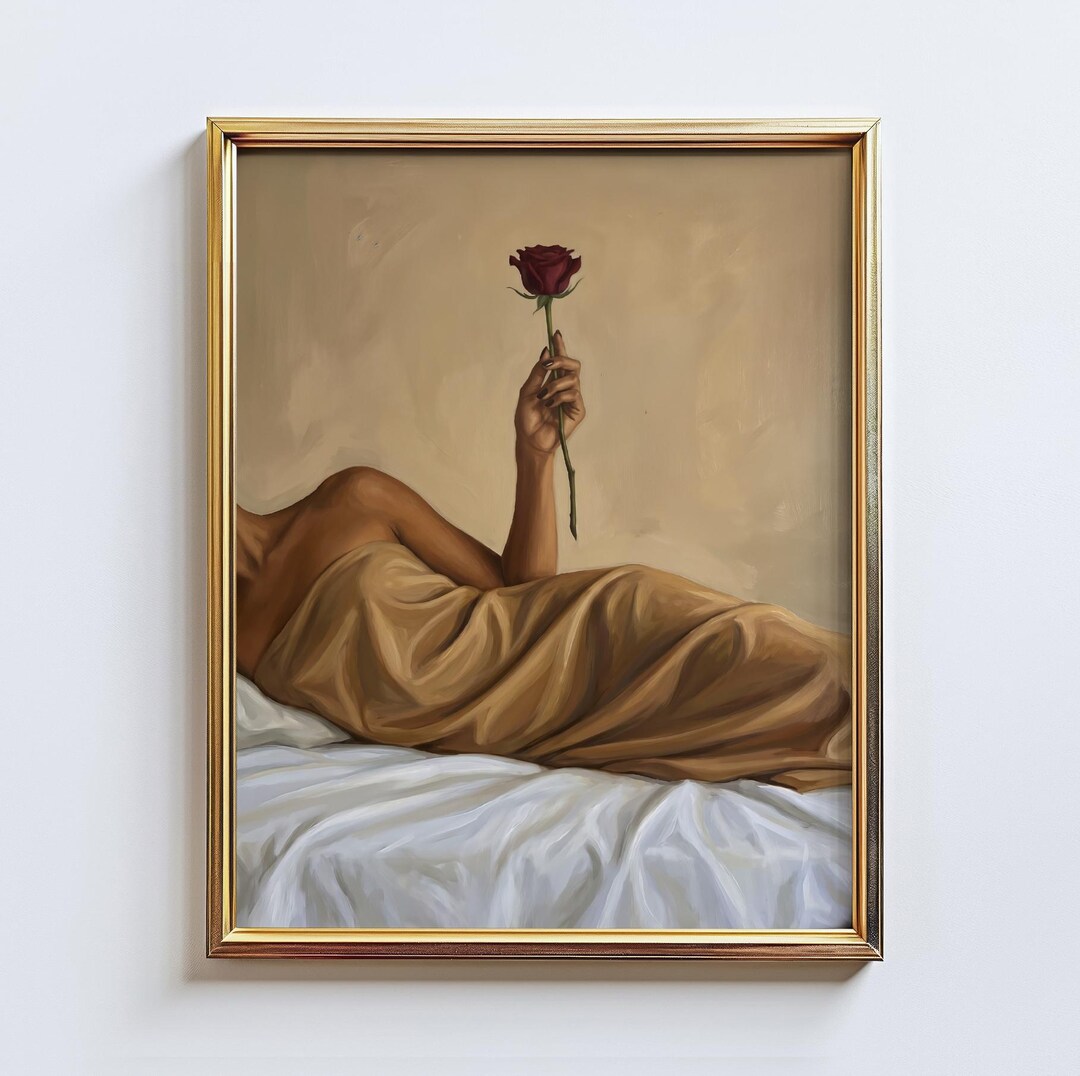 Rose Offering – Romantic Rose Poster, Sensual Bedroom Wall Art in Warm ...