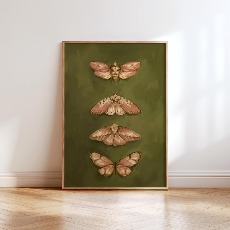 Vintage Moth Poster - Dark Academia Wall Art, Entomology Insect Poster ...