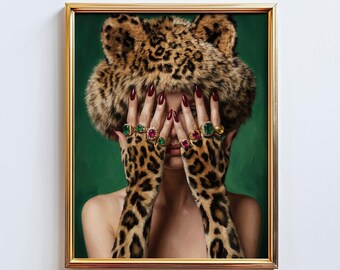 Hidden Gaze – Leopard Luxury Portrait Wall Art, Bold Feminine