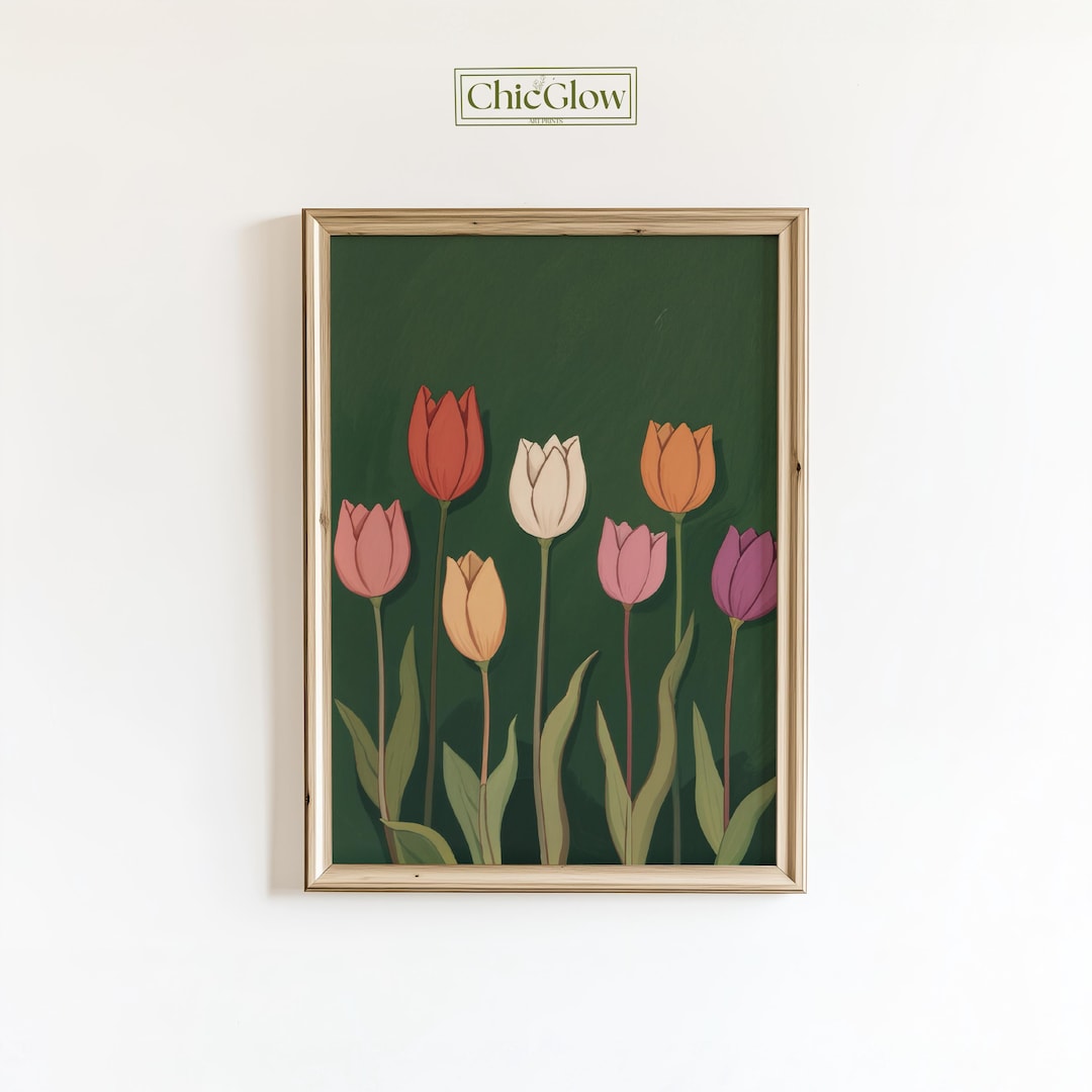 Colorful Tulip Wall Art | Minimalist Floral Poster | Spring Botanical ...