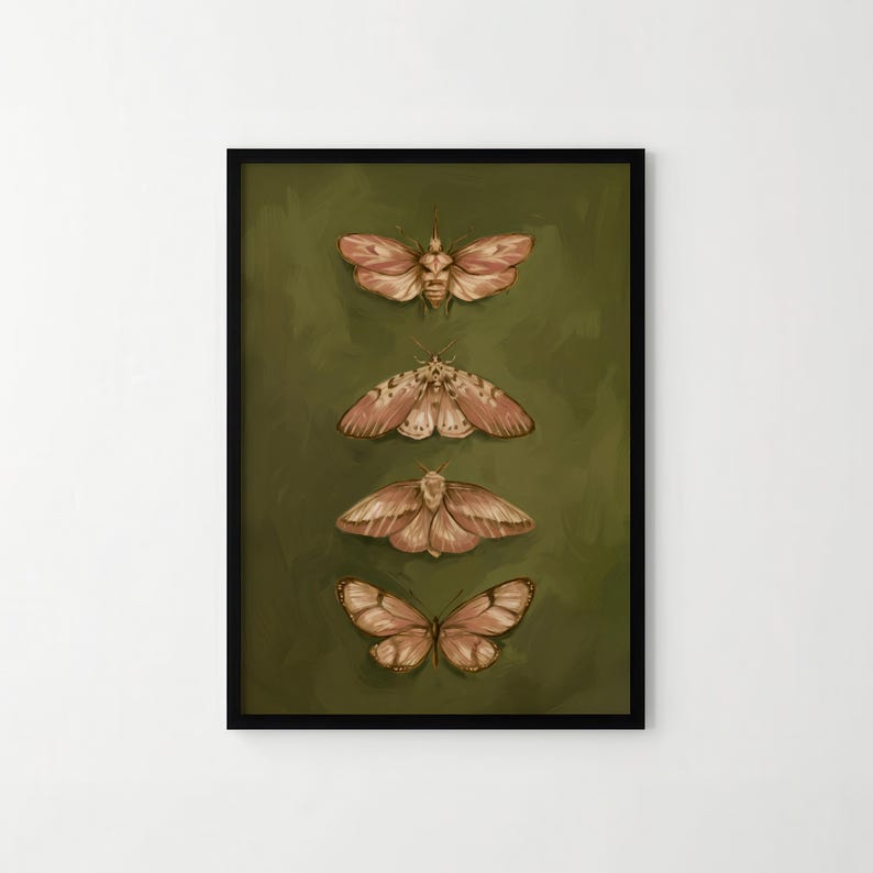 Vintage Moth Poster - Dark Academia Wall Art, Entomology Insect Poster ...
