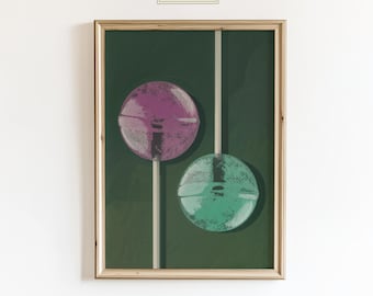 Candy Pop Wall Art – Colorful Minimalist Lollipop Poster, Retro Pop Aesthetic Decor