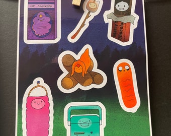 DISCONTINUING SOON|| Adventure time || Sticker Sheet || Cozy Campfire || Marceline || Jake the dog || BMO || Fire princess || Finn the human