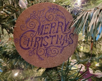 Set of 2 Cork Coaster with Merry Christmas