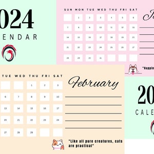 Utskrivbar kalender och minikalender 2024