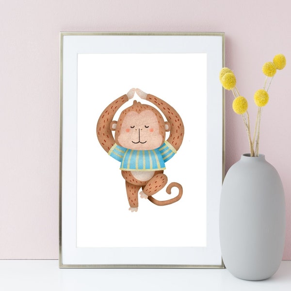 Eine Affen-Yoga Zeichnung zum Entspannen und Inspirieren. Einzigartige Ergänzung für deine Yoga Bilder Sammlung / Affen Bilder Lustig - Yoga