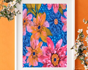 Auffälliges Gänseblümchen Muster Digitaldruck | Sofortiger Download Druckbare Kunst | Gänseblümchen Poster | Blumen Wandkunst | Wanddeko | Home Geschenk | Einzigartige Kunst