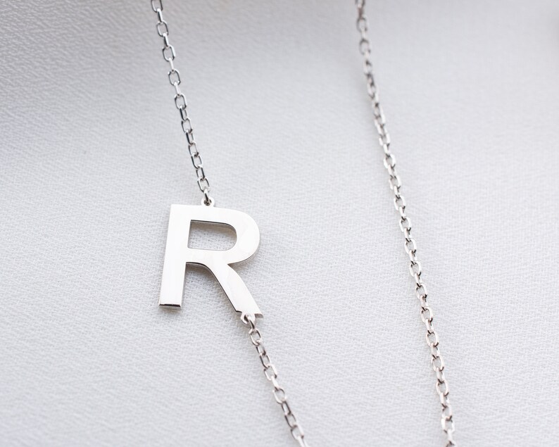 14k Solid Gold Letter Necklace Letter Necklace Gold Initial Etsy