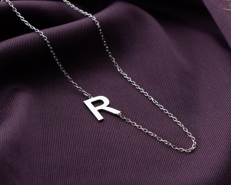 14k Solid Gold Letter Necklace Letter Necklace Gold Initial Etsy